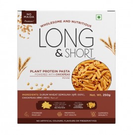 Long & Short Plant Protein Pasta Powered With Chickpeas Penne  Box  250 grams
